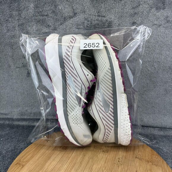 Brooks Ghost 12 Running Shoes Womens Size 10 White Gray Purple Cushion - Picture 11 of 11